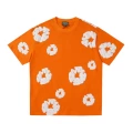 Foamed orange short sleeved shirt with white floral wreath