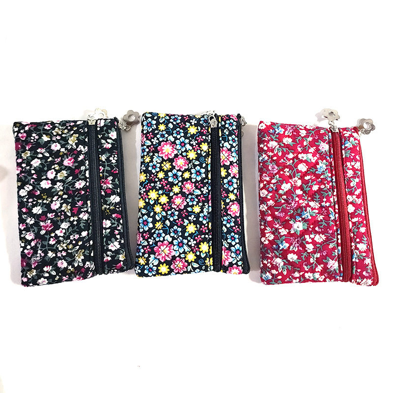 3005S Coin Purse Women's Retro Three-pull Fabric Card Bag Middle-aged and Elderly Handheld Small Wallet Coin Bag Key Bag