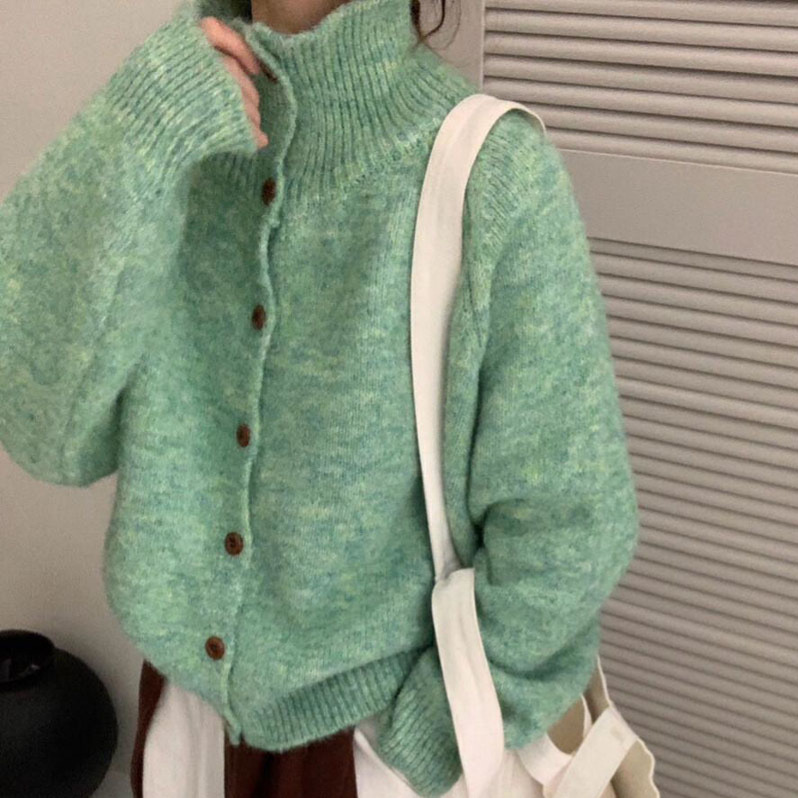 เกาหลีย้อนยุคยืนขึ้นคอเสื้อคอเต่าแจ็คเก็ตสำหรับผู้หญิงฤดูใบไ...