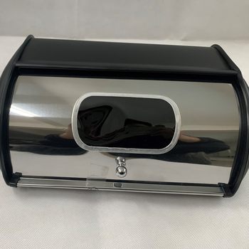 Amazon Kitchen Supplies Explosions Metal Black and White Window Mirror Light Bare Drum Bread Storage Box Jiangmen Kitchen
