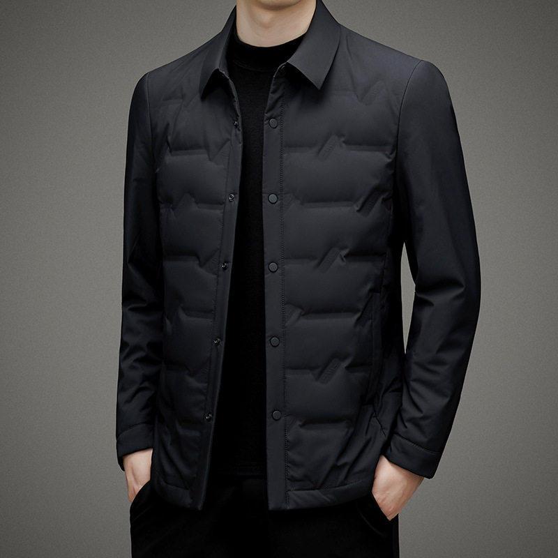 Cross-Border Stable Supply 2025 New Men's down Jacket with Lapel, Winter Business Casual Duck down Coat for Middle-Aged Men