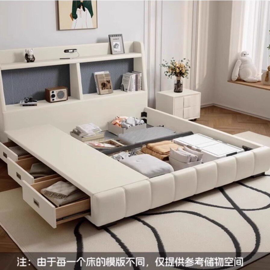 Multifunctional Storage Leather Bed Modern Simple Classy Atmospheric Bedroom 2025 New Bed Soft Package Small Apartment Wedding Bed