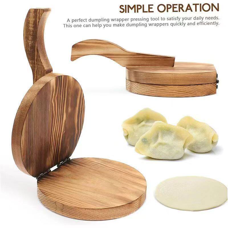 Dumpling Wrapper Pressing Tool for Home Use, Bun and Dumpling Maker, Dumpling Wrapper Mold, Wooden Manual Pressing Tool