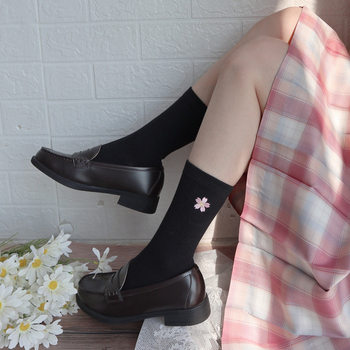 Xiano Japanese Embroidered jk Socks Cute College Style Lolita Socks Solid Color Medium Tube Student Uniform Socks 103
