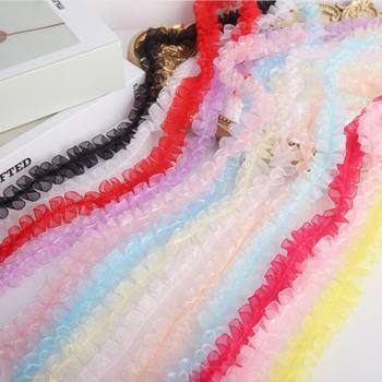 in stock 2.5cm color pleated lace I-shaped snow yarn belt DIY handmade decorative clothing accessories wholesale
