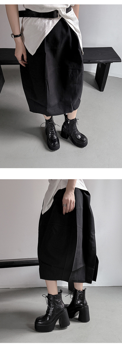 Boot Martin nữ da cừu thắt dây gót cao 11.5cm đế dày — Da đen, da màu nâu, Lớp lót nhung đen, Nhung nâu