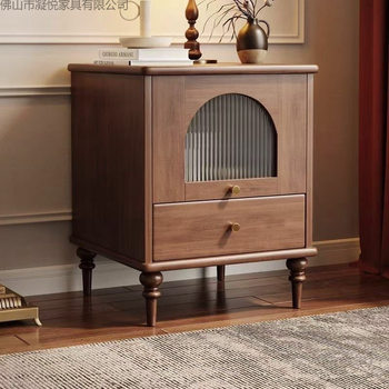 Retro Storage Cabinet French Solid Wood Bedside Table Antique Style Home Bedroom Small Creative High-Value Bedside Table