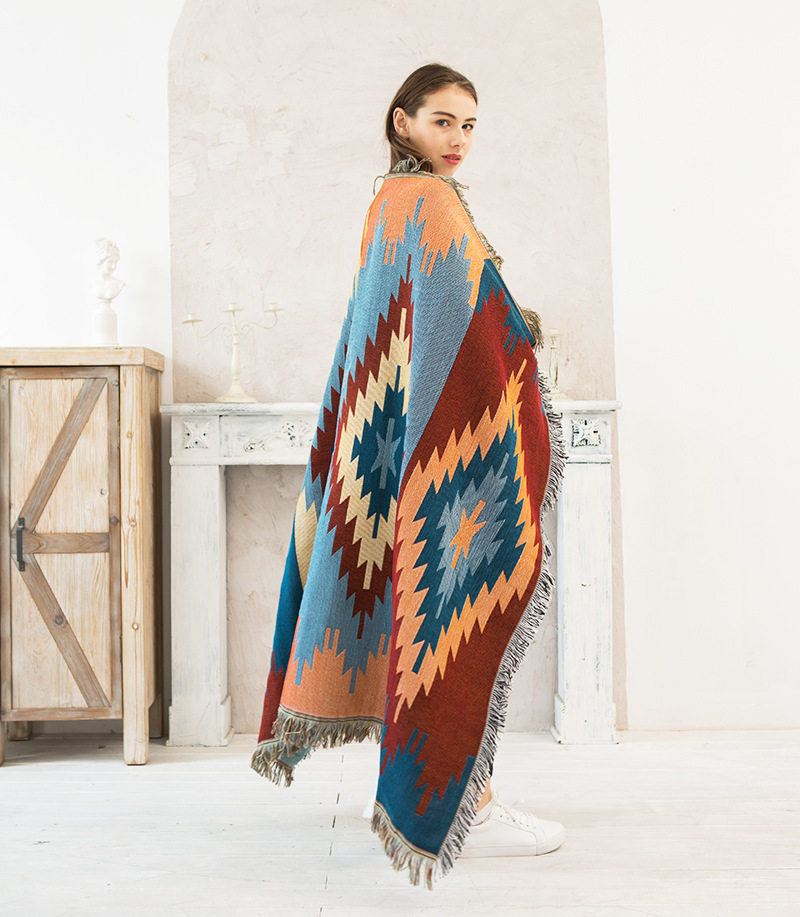 Cross-Border Export Line Blanket Sofa Blanket Sofa Towel Camping Outdoor Picnic Cloth Blanket Decorative Blanket Tassel Dropshipping