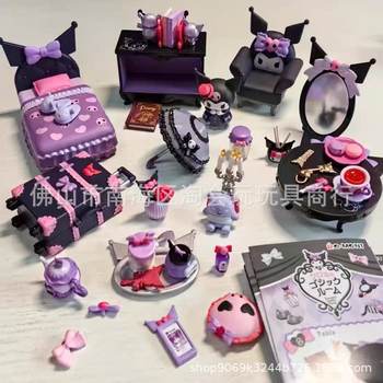 Trendy Kuromi's Gothic Mini Room Food and Play Blind Box Miniature Scene Desktop Ornament Catching Machine Box Egg