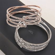 Han Edition Fashion Refined Rose Gold Inlaid Drill Multilayer Cross Bracelet Women and America Trend Temperament Bracelet Bracelet Tide