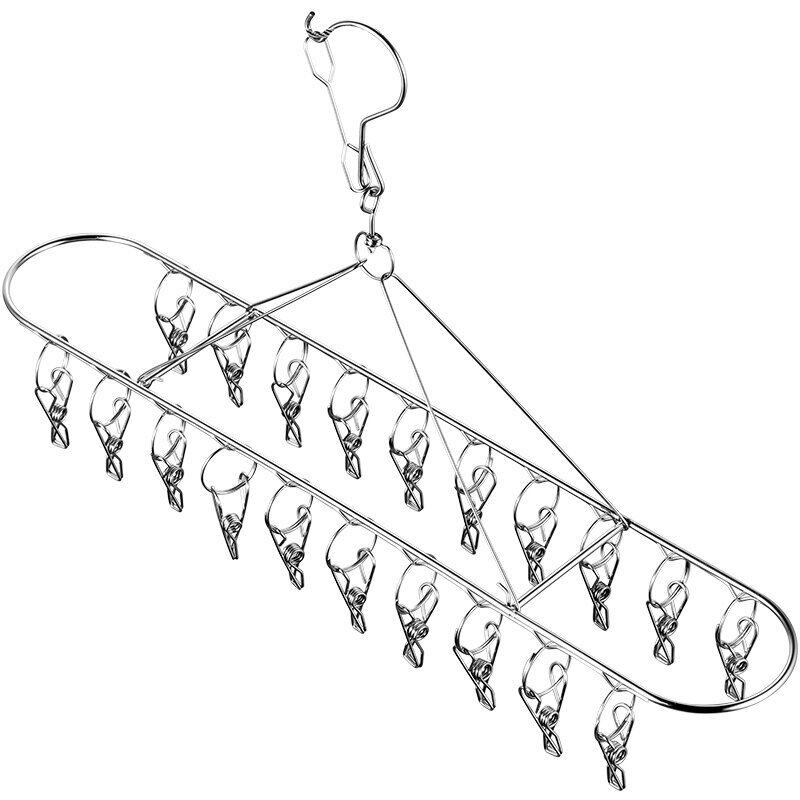 Clothes Drying Rack Balcony Storage Multi-Head Clip Clothes Hanger Thickeneded Double-Layer Artifact Sock Drying Rack Simple Clip