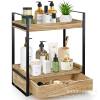 Ready-Made Wooden Storage Rack Double-Layer Bathroom Storage Rack with Drawer Wooden Counter Rack Bathroom Countertop Organization and Storage