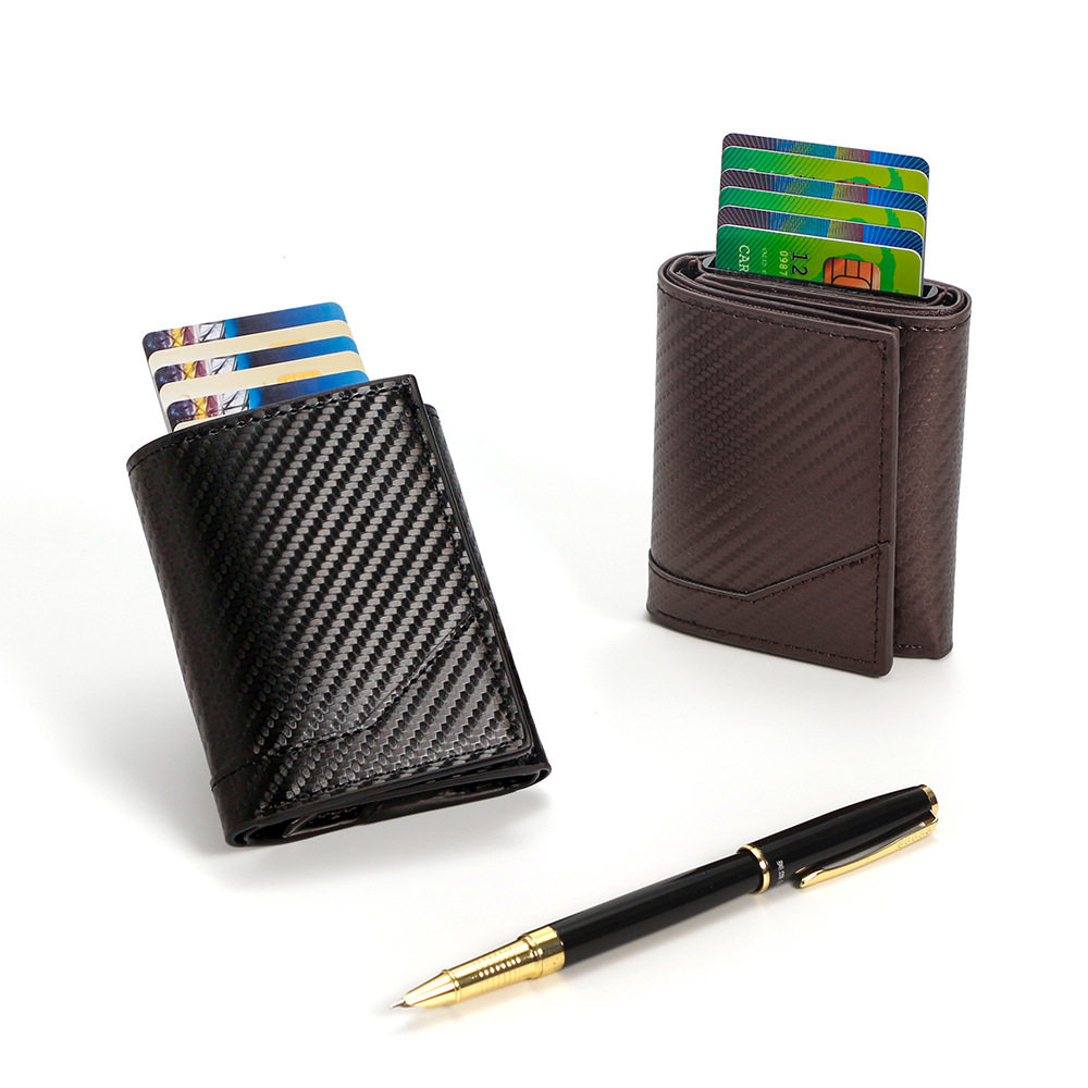 European and American men's and women's carbon fiber pattern color PU leather business card bag business card seat pattern business card bag card case