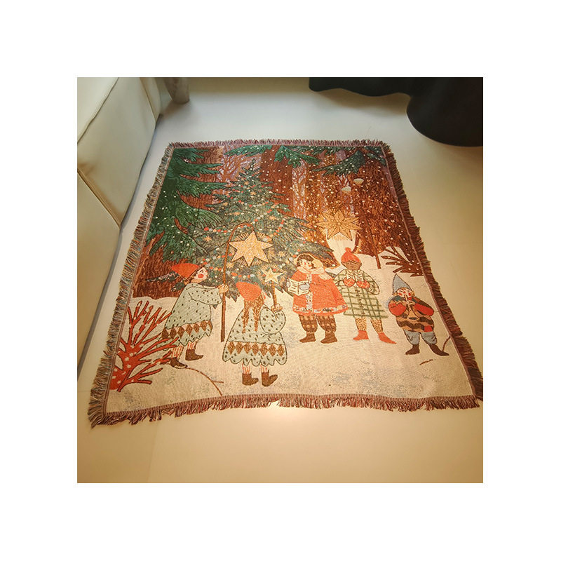 Cross-Border Amazon Christmas Line Blanket, Bay Window Mat, Dust-Proof and Stain-Resistant, Full-Cover Sofa Blanket, Suitable for All Seasons