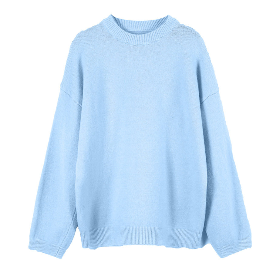 Womens Oversized Gray Pullover Sweater Soft Cashmere Blend Cozy Thick Knit Autumn Winter Casual Wear Wholesale