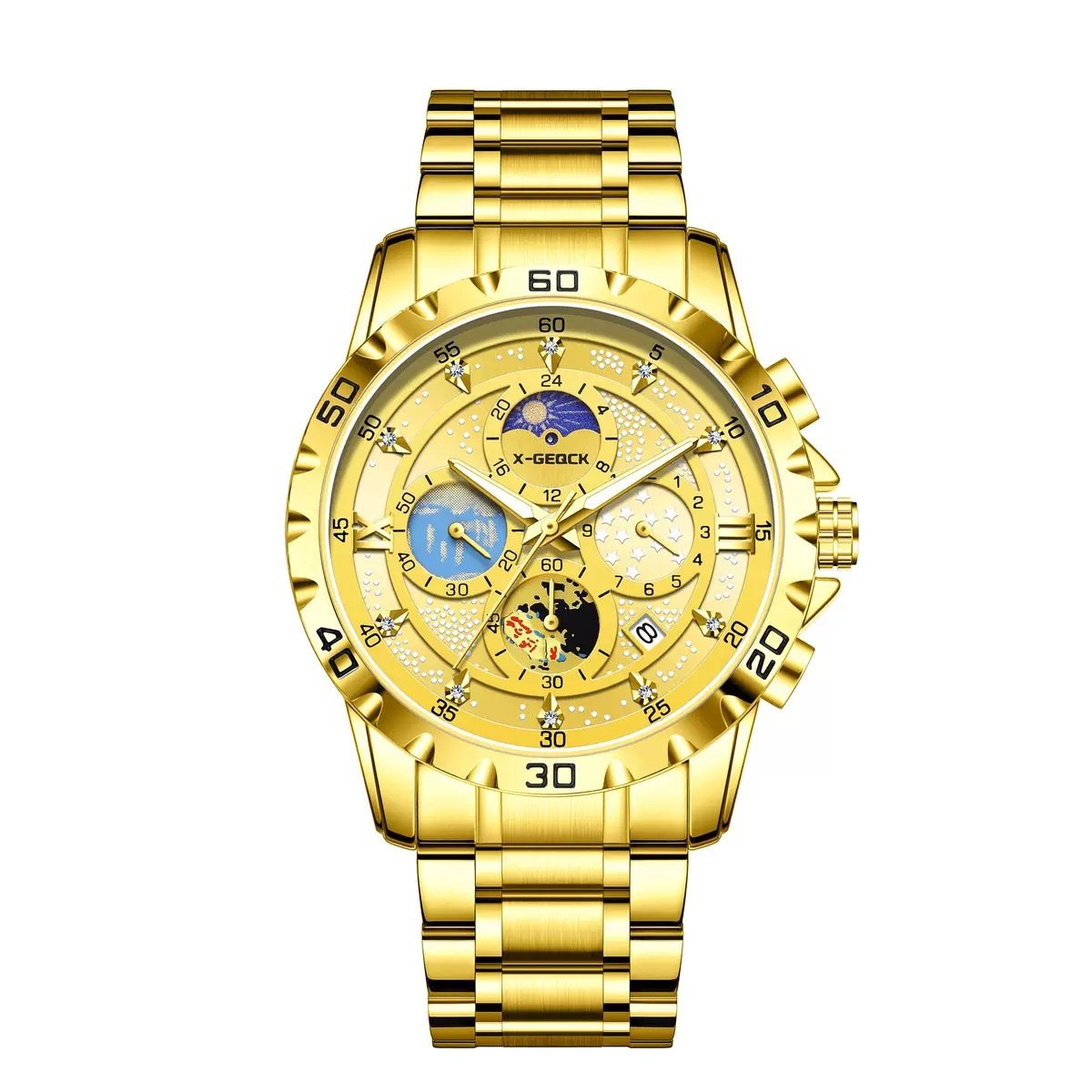 Swiss Cross-Border New Fashion Personality Casual Men's Watch Multi-Functional Large Dial Quartz Watch Small Three-Pin Luminous