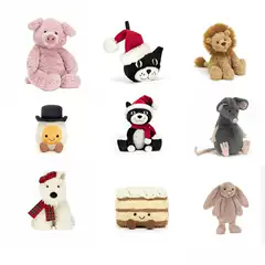 Barcelona Bear Plush Toy Original Jellycat with All Three Tags, Peanut Penguin Doll, Flying Dragon Plush Toy