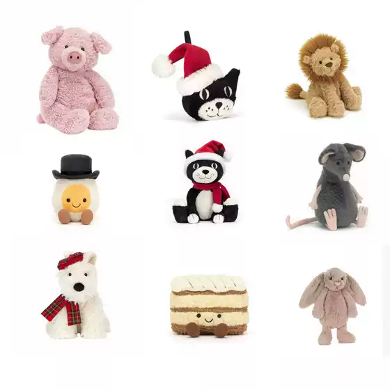 Barcelona Bear Plush Toy Original Jellycat with All Three Tags, Peanut Penguin Doll, Flying Dragon Plush Toy