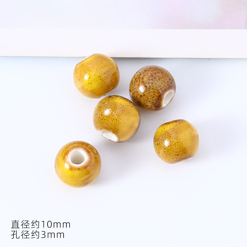 配件diy饰品大孔陶瓷散珠10mm手串珠子景德镇手链配件陶瓷珠批发