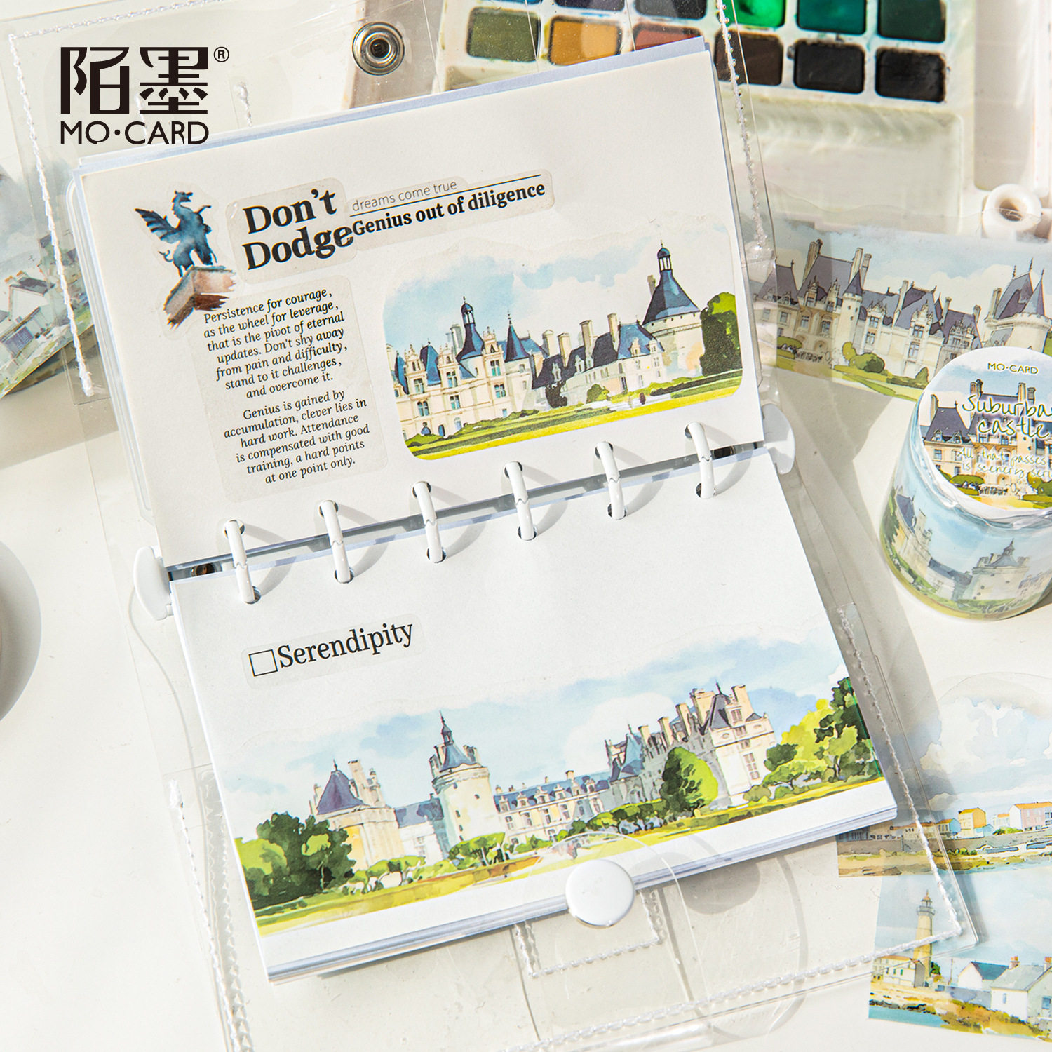 Mo Mo PET Shaped Tape Passing All Scenery Series 6 Watercolor Scenery Theme Material DIY Base Pack