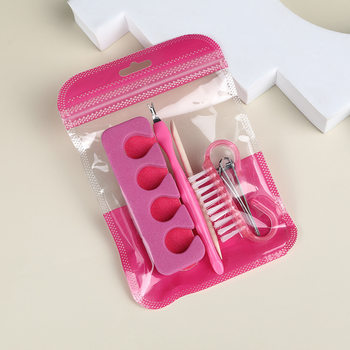 New portable manicure suit Rose Red nail file polishing strip horn brush exfoliating tool manicure 6-piece set