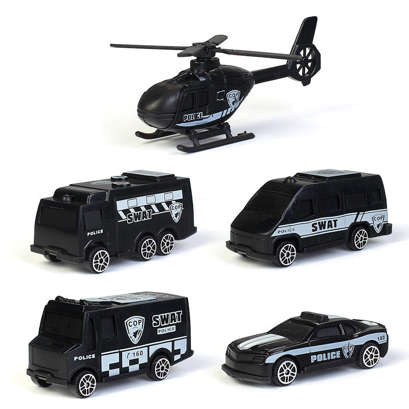 滑行小汽车模型儿童塑料玩具消防工程车警察军事停车场配套车子