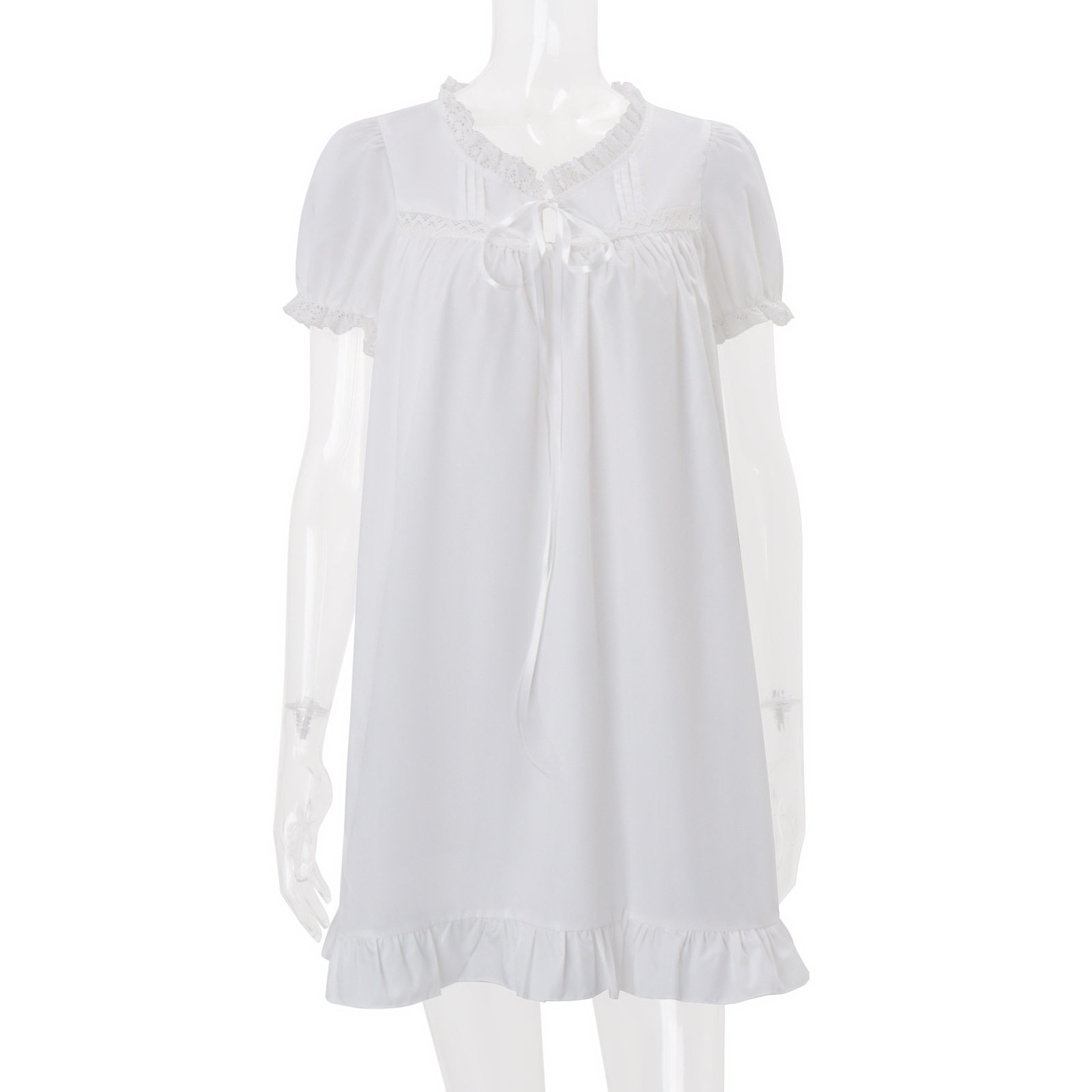 French Style Loose Fit Short Sleeve Dress with Ruffle Trim Elegant Versatile Summer Fashion Wholesale Available