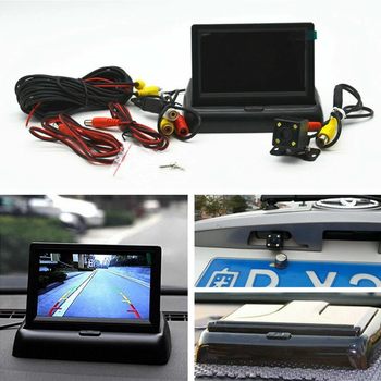 Cross-Border Hot-Selling 4.3-Inch Foldableing Display Plug-In High-Definition Night Vision Waterproof Car Camera Reversing Image