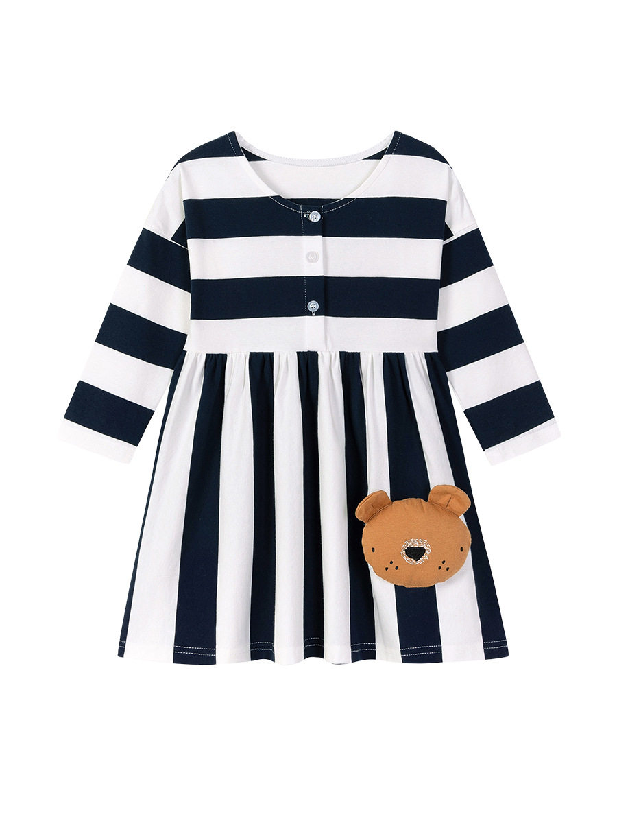 Kids' Dress Wholesale, Autumn Girls' Dress, Cute Doll Appliqué Kids' Dress