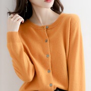 Sweater Jacket New Style Round Neck Knitted Cardigan Age-Reducing Long-Sleeved Cross-Border Sweater Cardigan Jacket Women's Base