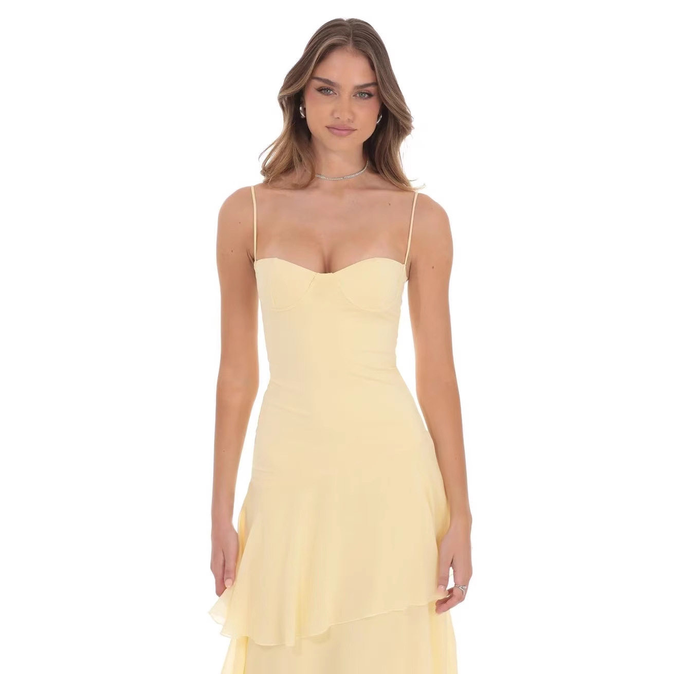 Womens Casual Maxi Dress Adjustable Straps Elegant Design Lightweight Fabric Perfect for Vacation or Summer Events
