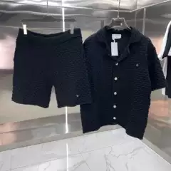 Casa Casablanca Cross-Border European and American Amazon Short-Sleeve Design Black Shirt and Shorts Men's Casual Set