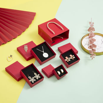 Spot Wholesale Simple Jewelry Gift Box Red Heaven and Earth Cover Ring Earrings Earrings Bracelet Jewelry Packaging Box