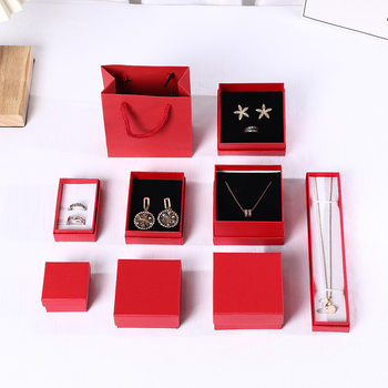 Red Jewelry Box Bronzing Printing logo Fixed Ring Box Watch Earrings Bracelet Jewelry Jewelry Packaging Box