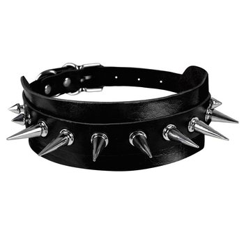 European and American Punk Harajuku Punk Spike Rivet Choker Fashion Trend Double-Layer Leather Necklace Clavicle Neck Chain Jewelry