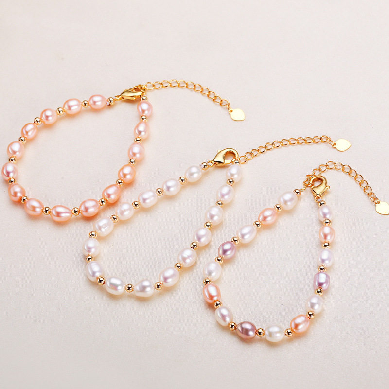 Origin Source Zhuji Freshwater Pearl Bracelet Women's Micro Flaw Small Rice Beads Simple Mother Gift Personalized Best Friend Bracelet