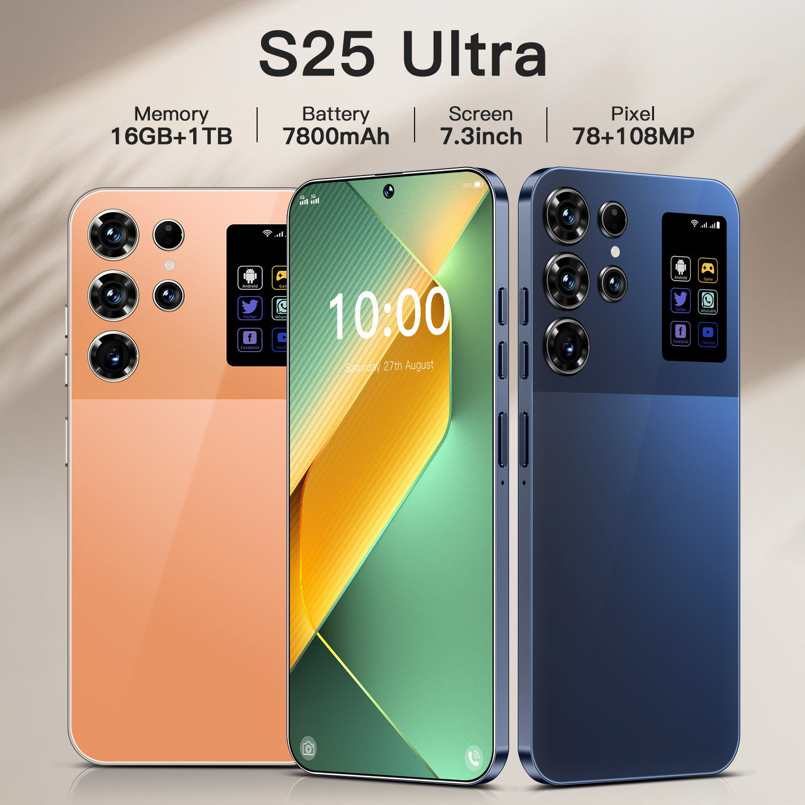 跨境手机s25 ultra 3+16 incell穿孔智能大屏一体机 4G网外贸手机