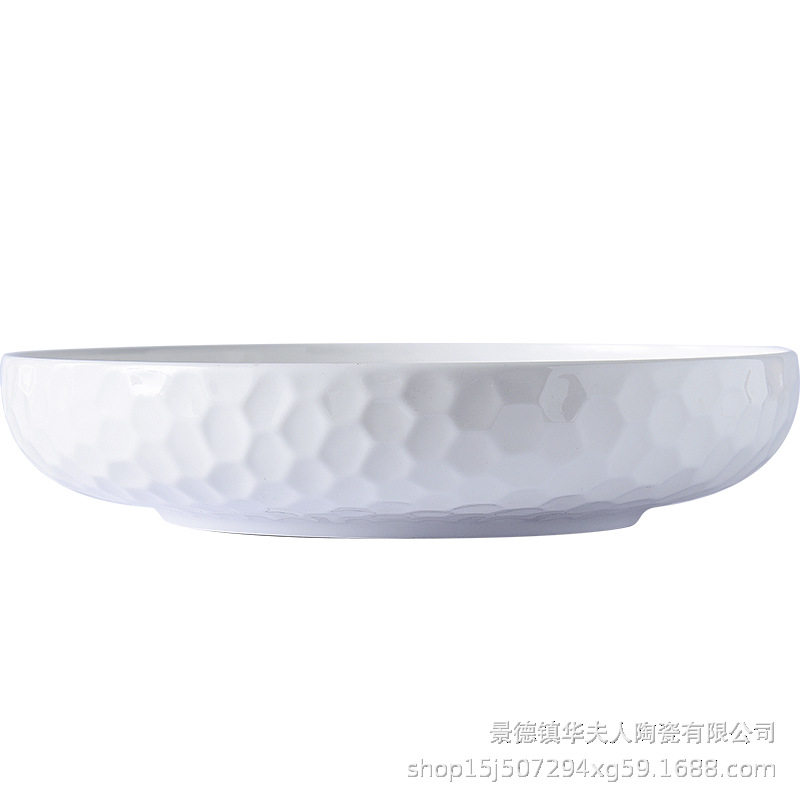 Jingdezhen Bone China Pure White Ceramic Dish Creative Household Tableware Simple Chinese Soup Plate Round Dish Deep Plate