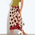 【hot-selling cross-border ready stock】double-layer wrap tie-front playful midi skirt - as pictured