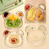 Langxu glass grid plate bear glass plate household KTV bar dessert meal dipping plate dumpling plate