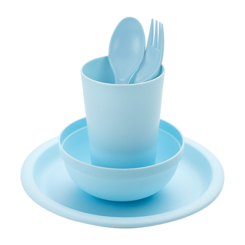Children's Plastic Tableware Set with High Aesthetic Value, Hotel Dishware Set, Plates, Cups, Trays, Household Dining Plates for Eating