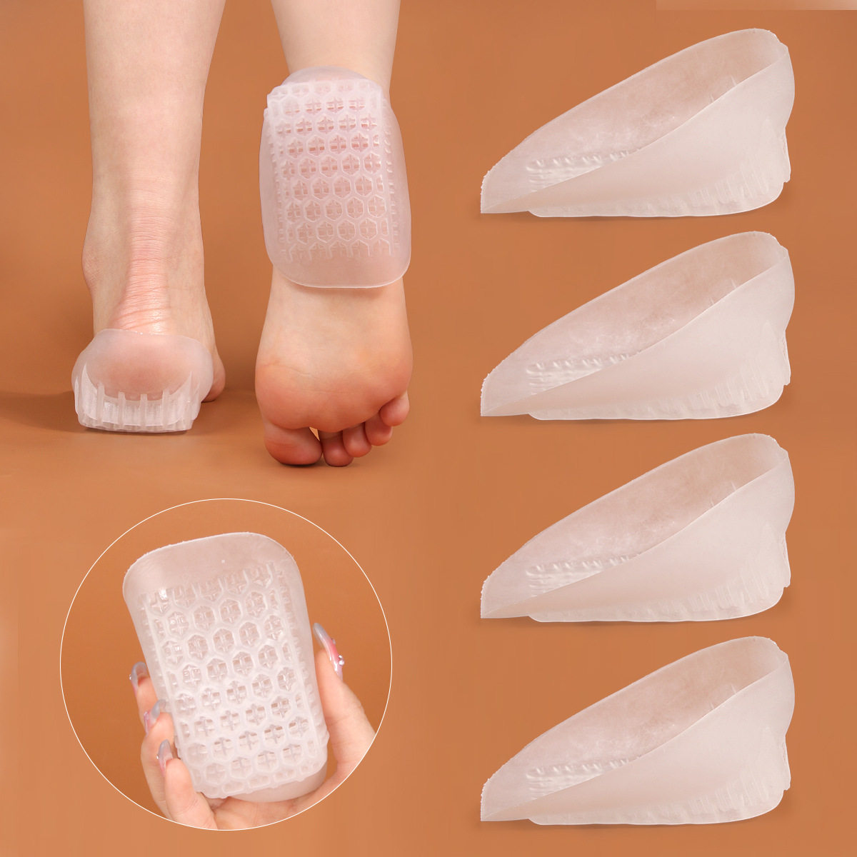 U-shaped sports heel pad soft heel shock absorption invisible inner height half pad men's and women's sports ankle pad