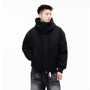 Atborder Winter White Duck down Wide Door High Collar Hooded down Jacket Hooded High Collar Couple Same Style Jacket for Men