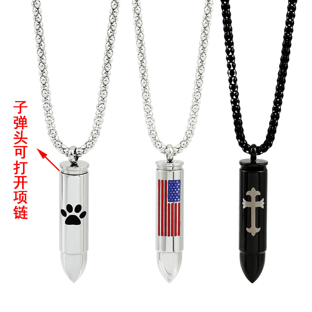 Cross-border European and American bullet necklace can be opened necklace hip-hop necklace pendant jewelry can be fashion