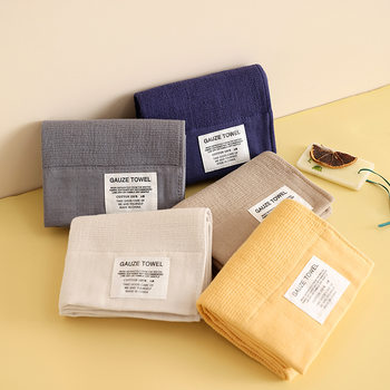 Factory Wholesale Wrinkled Gauze Towel Adult Couple Household Thickened Cleansing Towel Soft Absorbent Plain Color Large Bath Towel