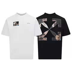 2025 Spring/Summer New High-End Version Ow Arrow Series Round Neck Pullover Short Sleeve Unisex Style Wholesale Dropshipping