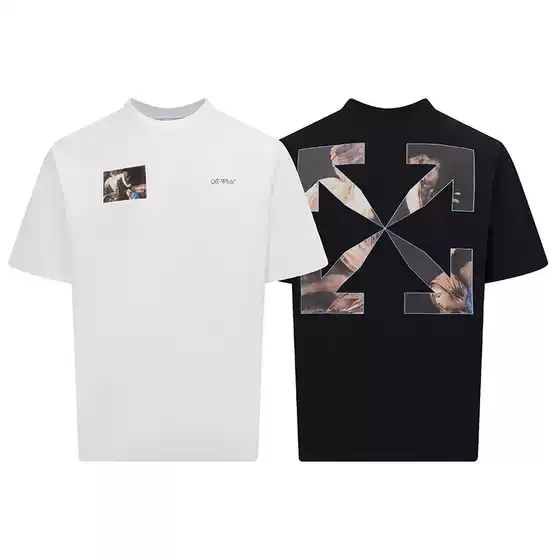 2025 Spring/Summer New High-End Version Ow Arrow Series Round Neck Pullover Short Sleeve Unisex Style Wholesale Dropshipping