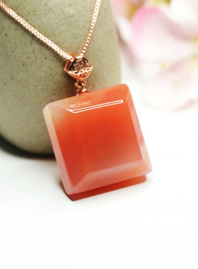 S925银镶天然盐源玛瑙方糖吊坠珠