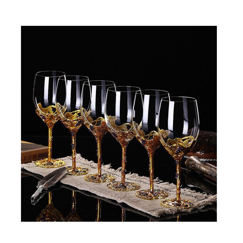 Enamel crystal wine glass suit household European style grape goblet foreign wine cup decanter wedding gift