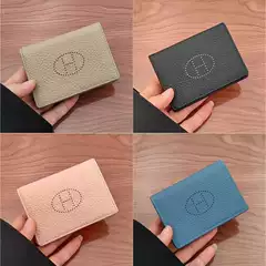 2025 New Leather Passport Holder Women's Textured Pebbled Short Wallet Niche Storage Document Bag Simple Card Holder